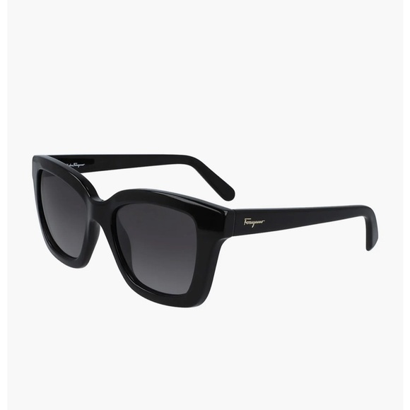 🆕 Ferragamo Black Acetate 53mm Square Sunglasses - Picture 4 of 13